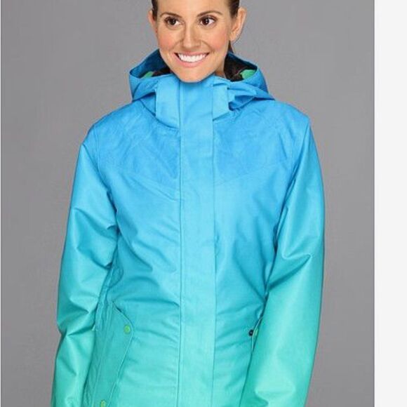EUC Womens Under Armour Coldgear Fader Blue Green Ombre Ski Jacket Coat Medium - Picture 2 of 12